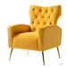 Stuffed Wide Tufted Velvet Wingback Chair for Living Room (Golden Metal Legs) - Wooden Twist UAE
