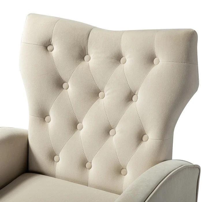 Stuffed Wide Tufted Velvet Wingback Chair for Living Room (Golden Metal Legs) - Wooden Twist UAE