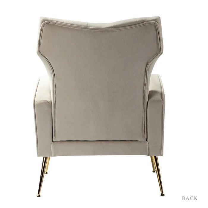 Stuffed Wide Tufted Velvet Wingback Chair for Living Room (Golden Metal Legs) - Wooden Twist UAE