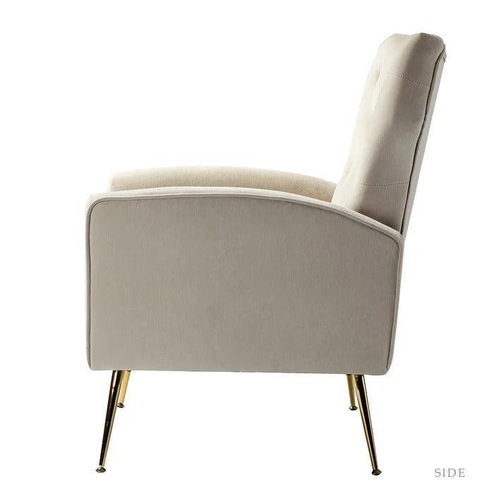 Stuffed Wide Tufted Velvet Wingback Chair for Living Room (Golden Metal Legs) - Wooden Twist UAE