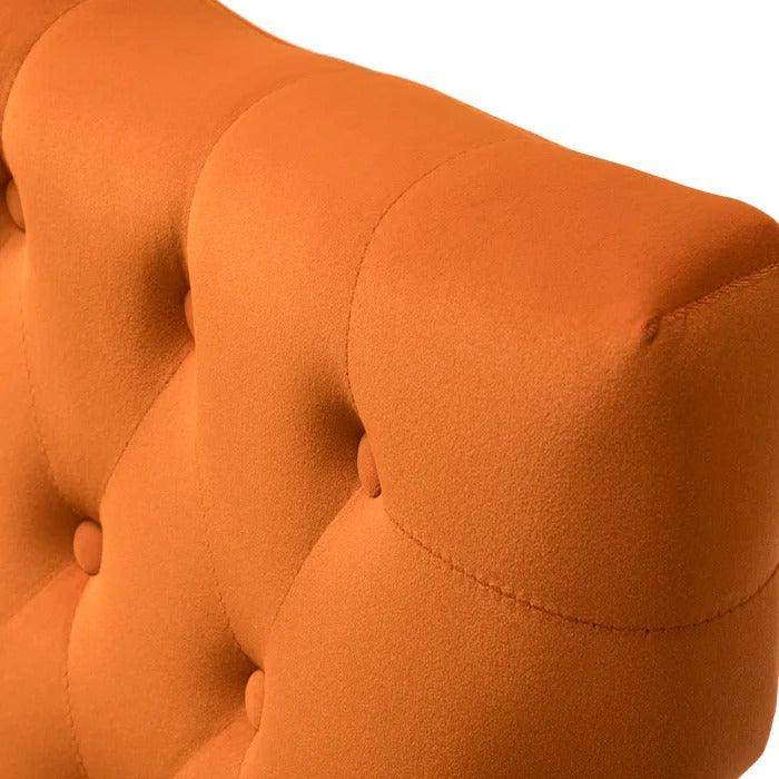 Stuffed Wide Tufted Velvet Wingback Chair for Living Room (Golden Metal Legs)
