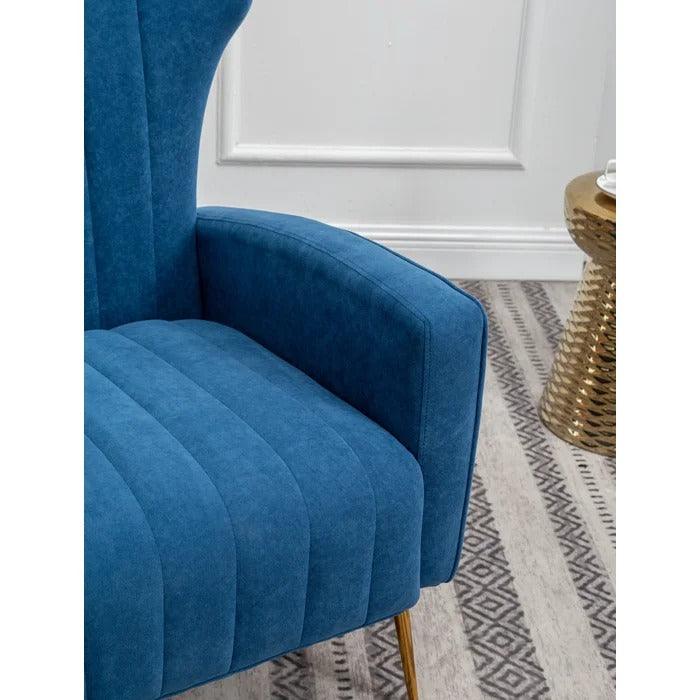 LÍNEA Wide Tufted Velvet Wingback Chair for Living Room - Wooden Twist UAE