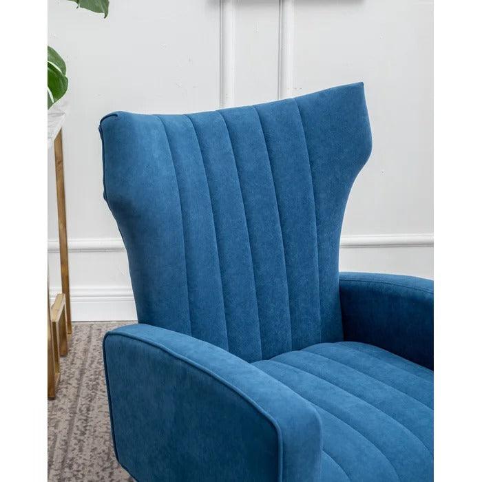 LÍNEA Wide Tufted Velvet Wingback Chair for Living Room - Wooden Twist UAE