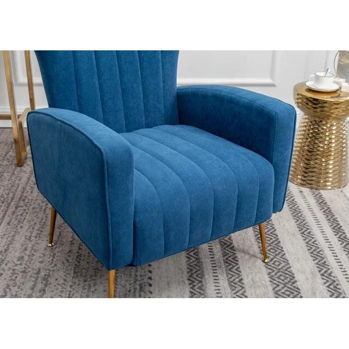 LÍNEA Wide Tufted Velvet Wingback Chair for Living Room - Wooden Twist UAE