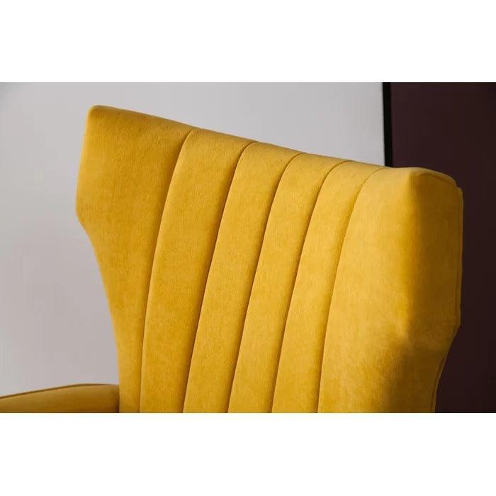 LÍNEA Wide Tufted Velvet Wingback Chair for Living Room - Wooden Twist UAE