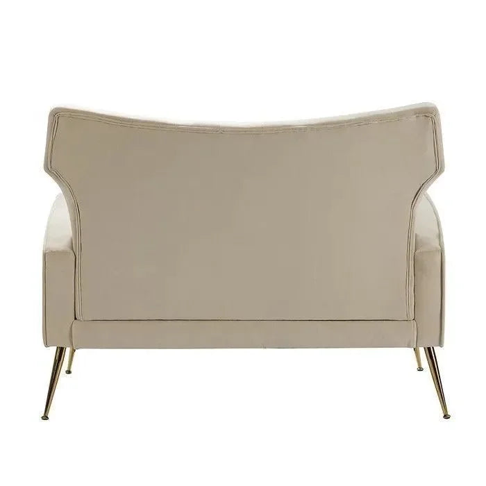 Wooden Square Arm Loveseat Wing Back Chair Set 2+1+1 (Metal Legs) - Wooden Twist UAE