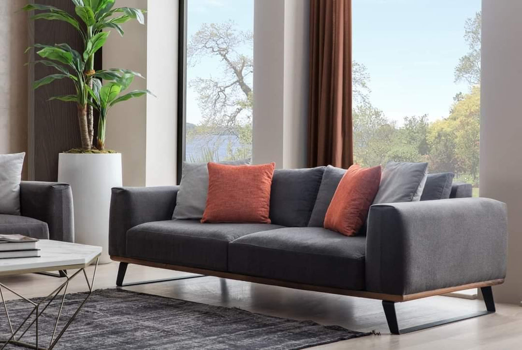 Chicago Relaxation Modern Sofa Set 4+1 with 5 Cushions (Grey)