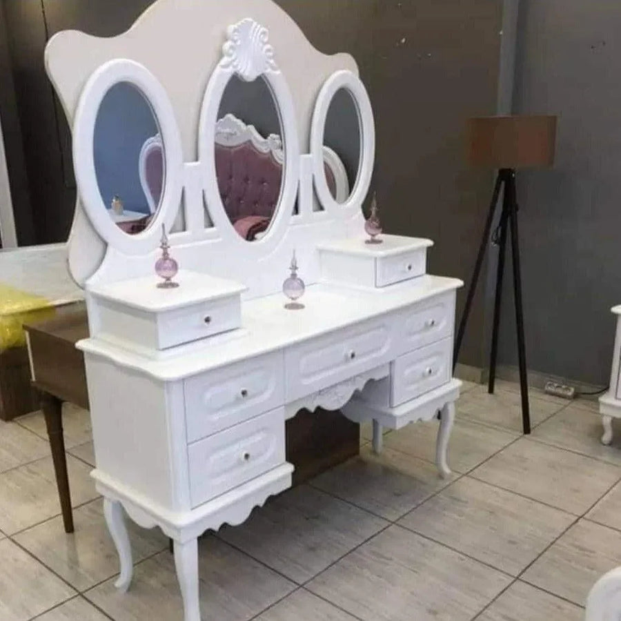 Oval Mirror, Antique White Finish