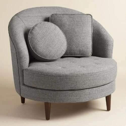 Modern Round Seren Half Moon Chair with 2 Pillow (Grey)