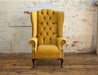 Handicraft Tufted Wing Chair For Living Room (Yellow) - Wooden Twist UAE