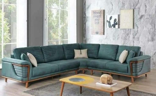 Modern Handmade Luxury Sectional Sofa Set 7 Seater with Table (Green) - Wooden Twist UAE