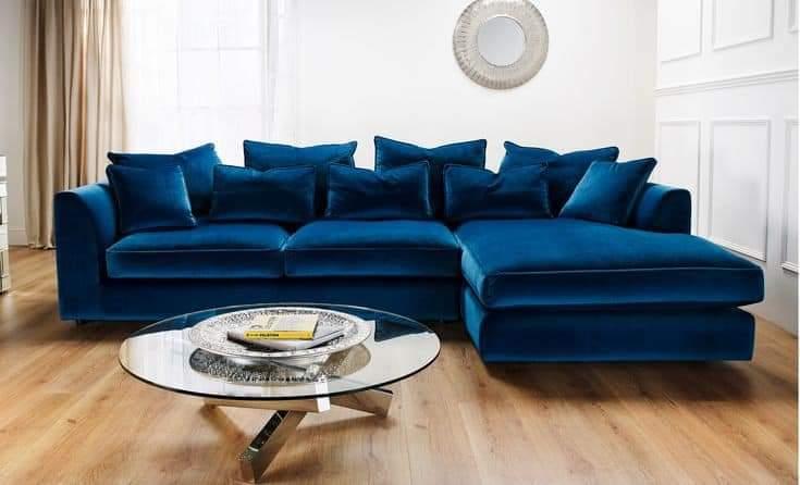Modular Chaise Lounge Sectional Sofa Set 5 Seater (Blue) - Wooden Twist UAE