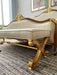 Wooden Twist Hand Carved Royal Look Teak Wood Queen Size Bed with 1 Bench 2 Side Tables ( Golden & Brown ) - Wooden Twist UAE