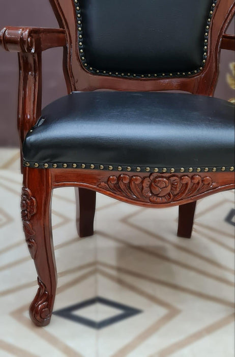 Wooden Twist Royal Hand Carved Armrest Chair ( Teak Wood ) - Wooden Twist UAE