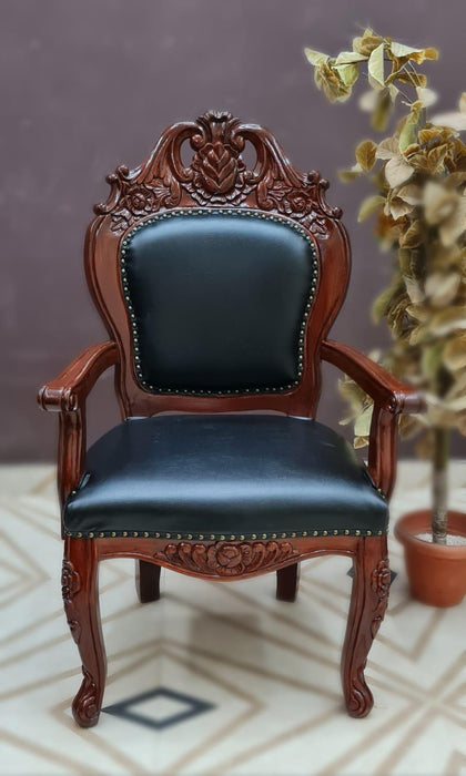 Wooden Twist Royal Hand Carved Armrest Chair ( Teak Wood )