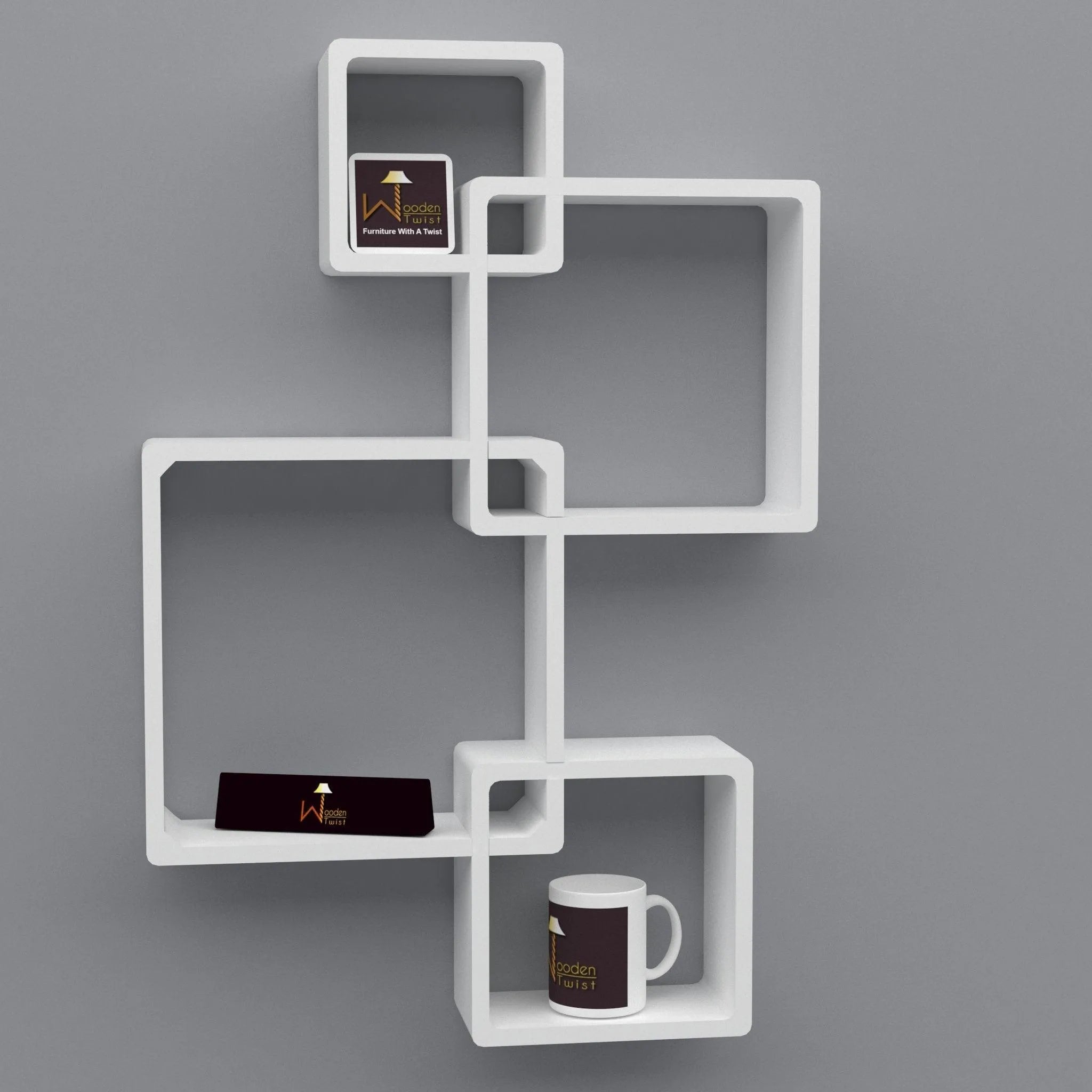 Rafuf Intersecting Floating Wall Shelves with 4 Shelves - Wooden Twist UAE