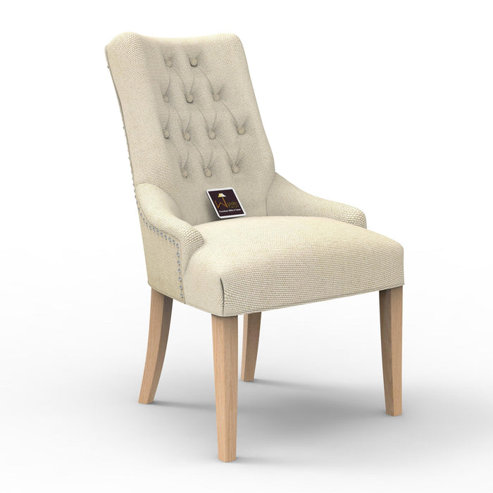 Button Tufted Teak Wood Wingback Chair