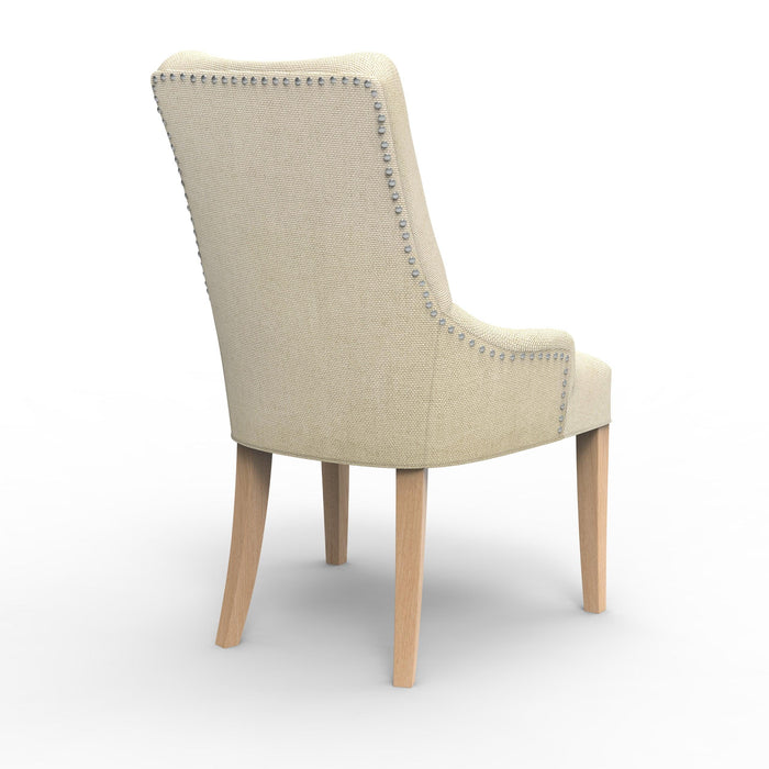 Button Tufted Teak Wood Wingback Chair