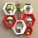 Hexagonal Shape Wooden Floating Wall Shelves (Set of 6) - Wooden Twist UAE