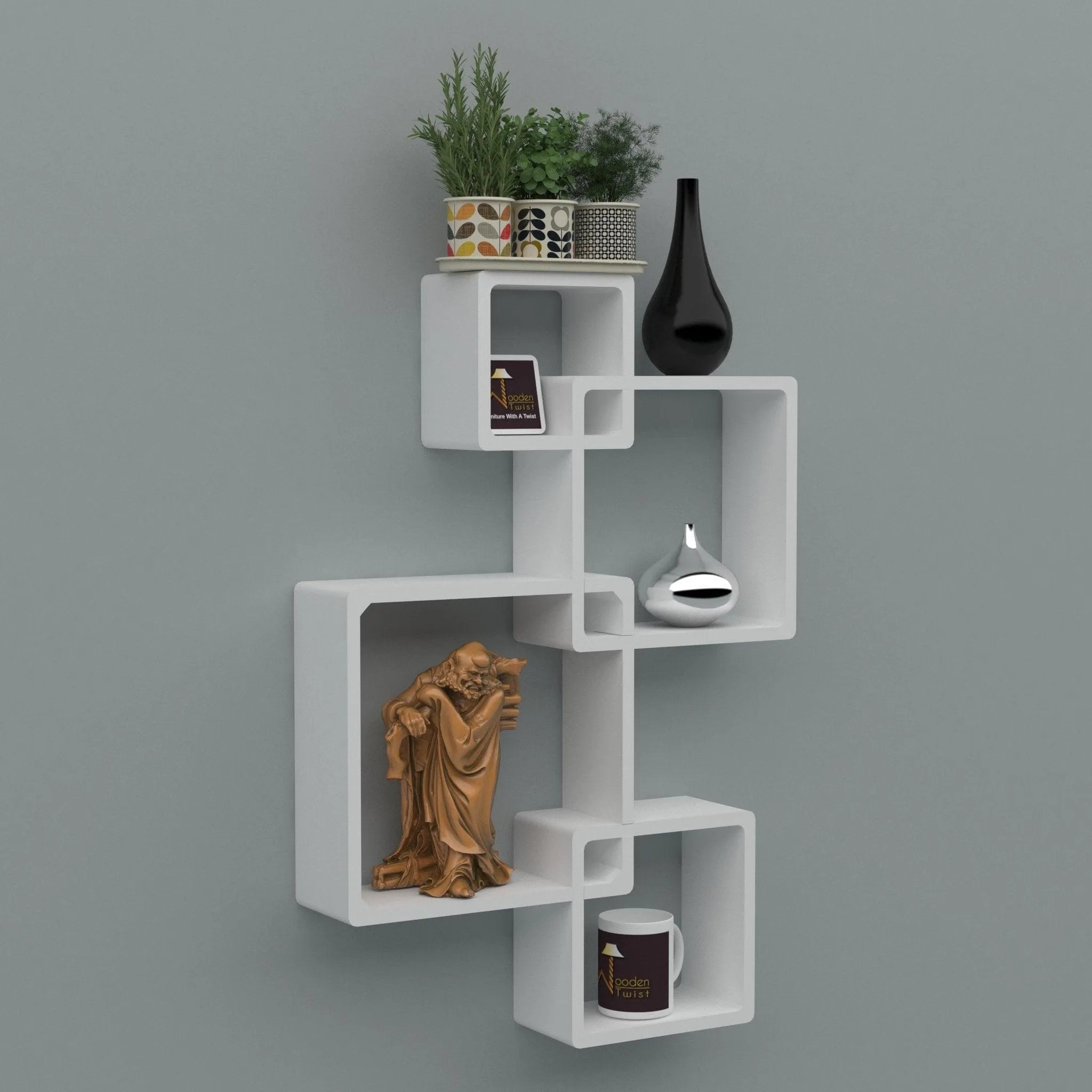 Rafuf Intersecting Floating Wall Shelves with 4 Shelves - Wooden Twist UAE