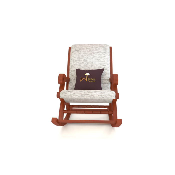 Wooden Rocking Chair with Cushion Back (Grey, Honey Finish)