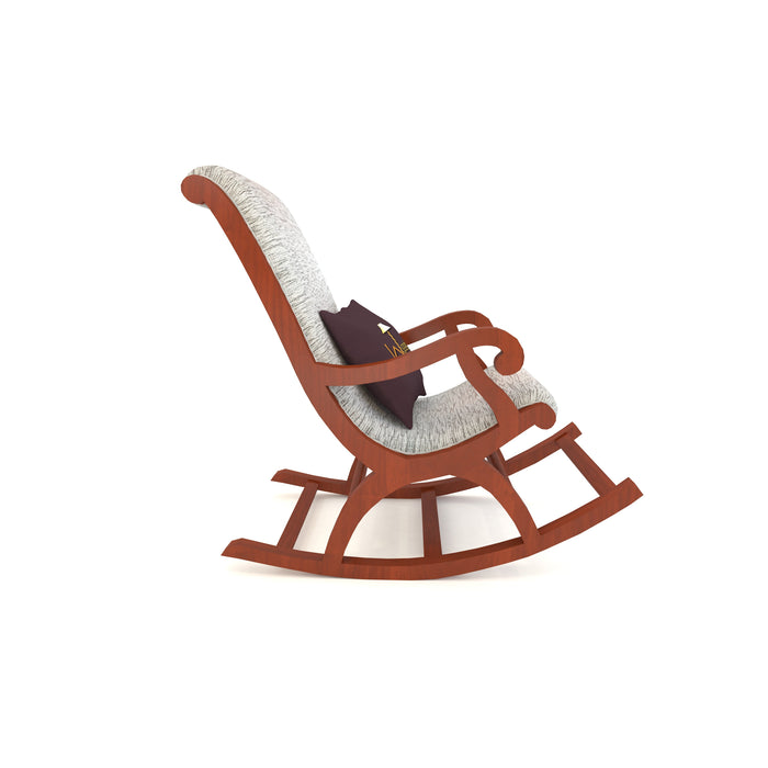 Wooden Rocking Chair with Cushion Back (Grey, Honey Finish)