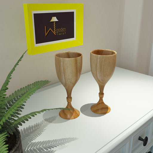 Royal Look Premium Wooden Glass In Teak Wood Set of 2 - Wooden Twist UAE