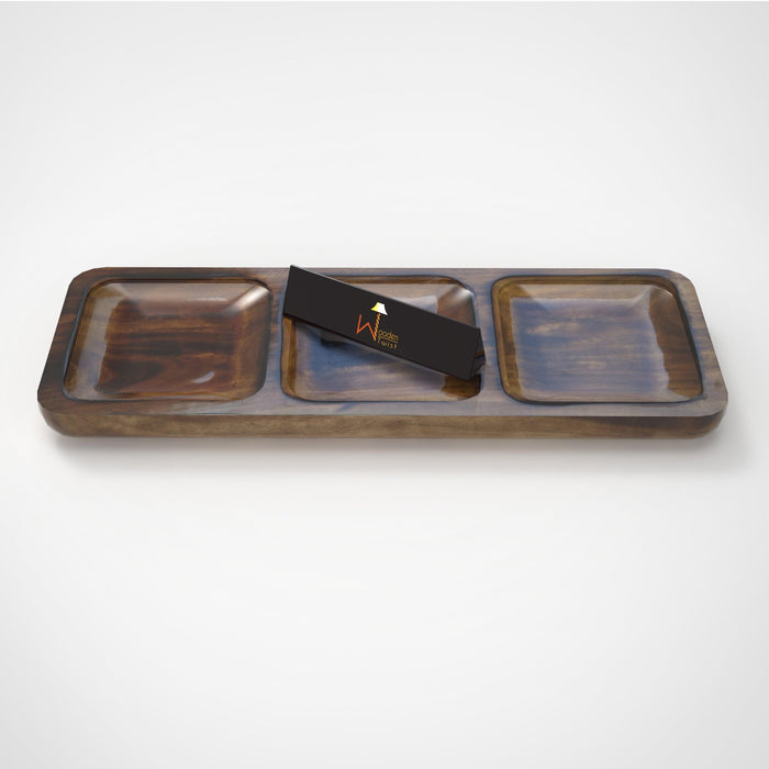 Gracia Wooden Three Sectional Serving Tray - Wooden Twist UAE