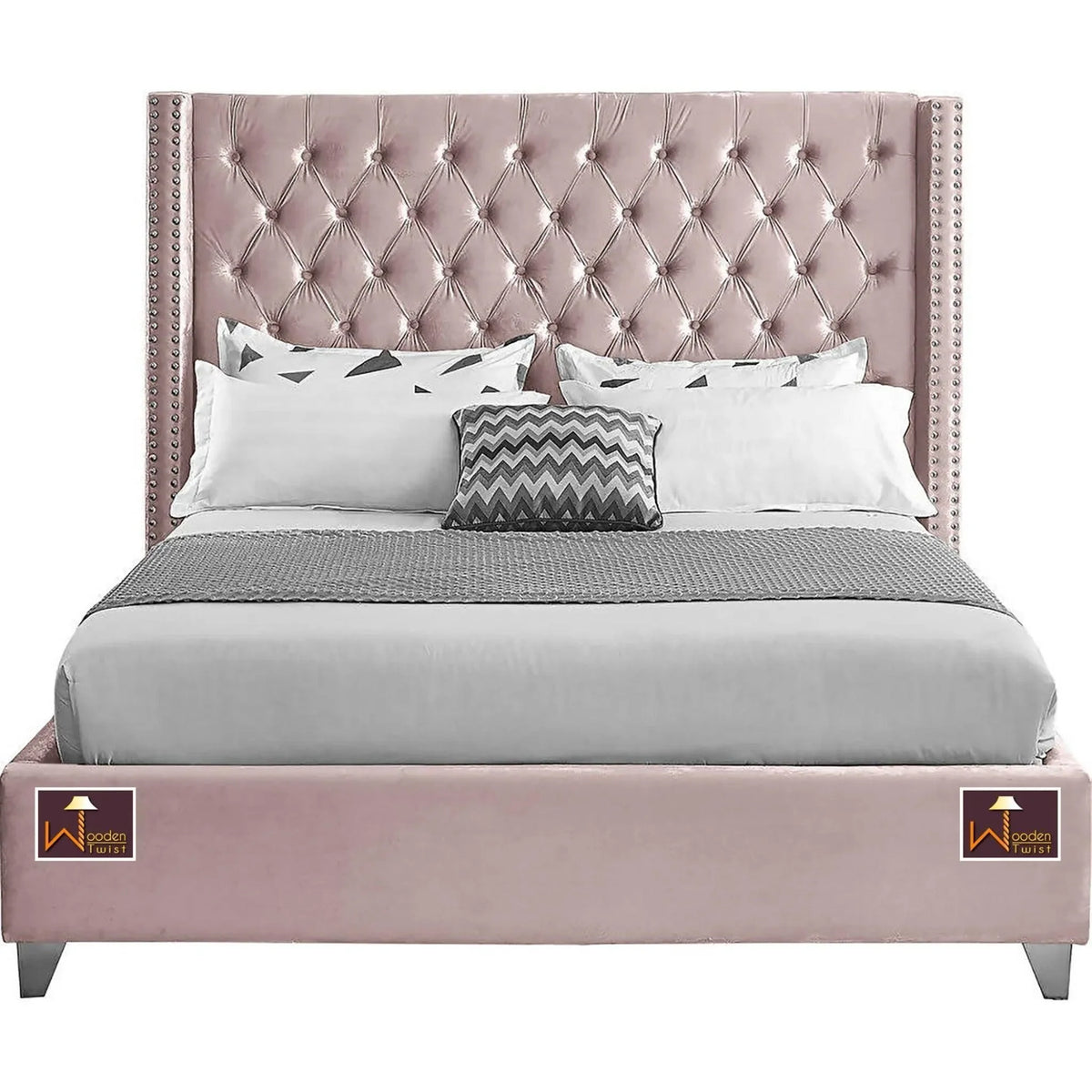 Diamond-Tufted Glam in Soft Light Pink