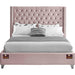 Upholstered Panel Bed Frame with Diamond Tufted and Nailhead Trim Wingback Headboard, Queen Size - Wooden Twist UAE