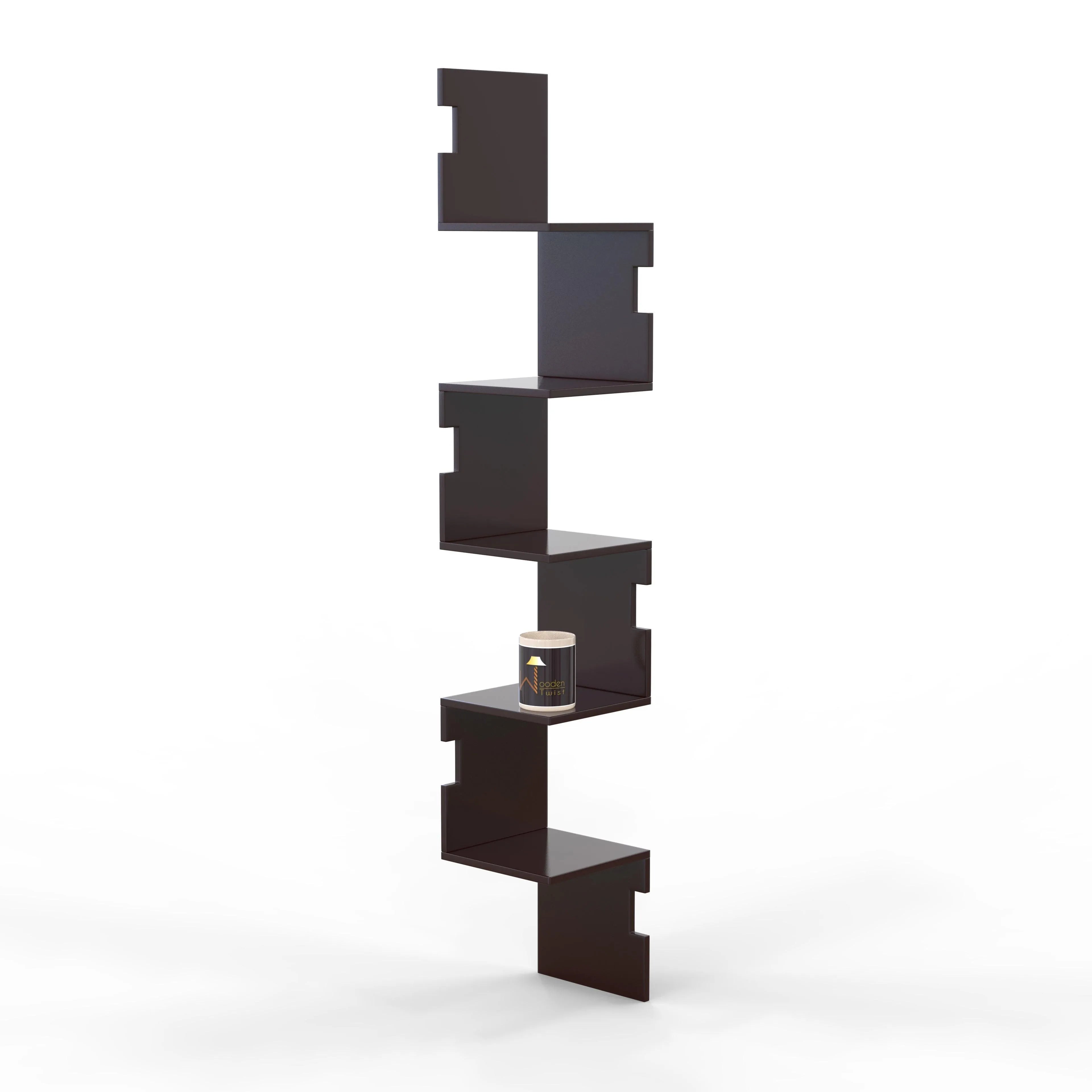 Zig Zag Alzak Floating Corner Shelves - Wooden Twist UAE