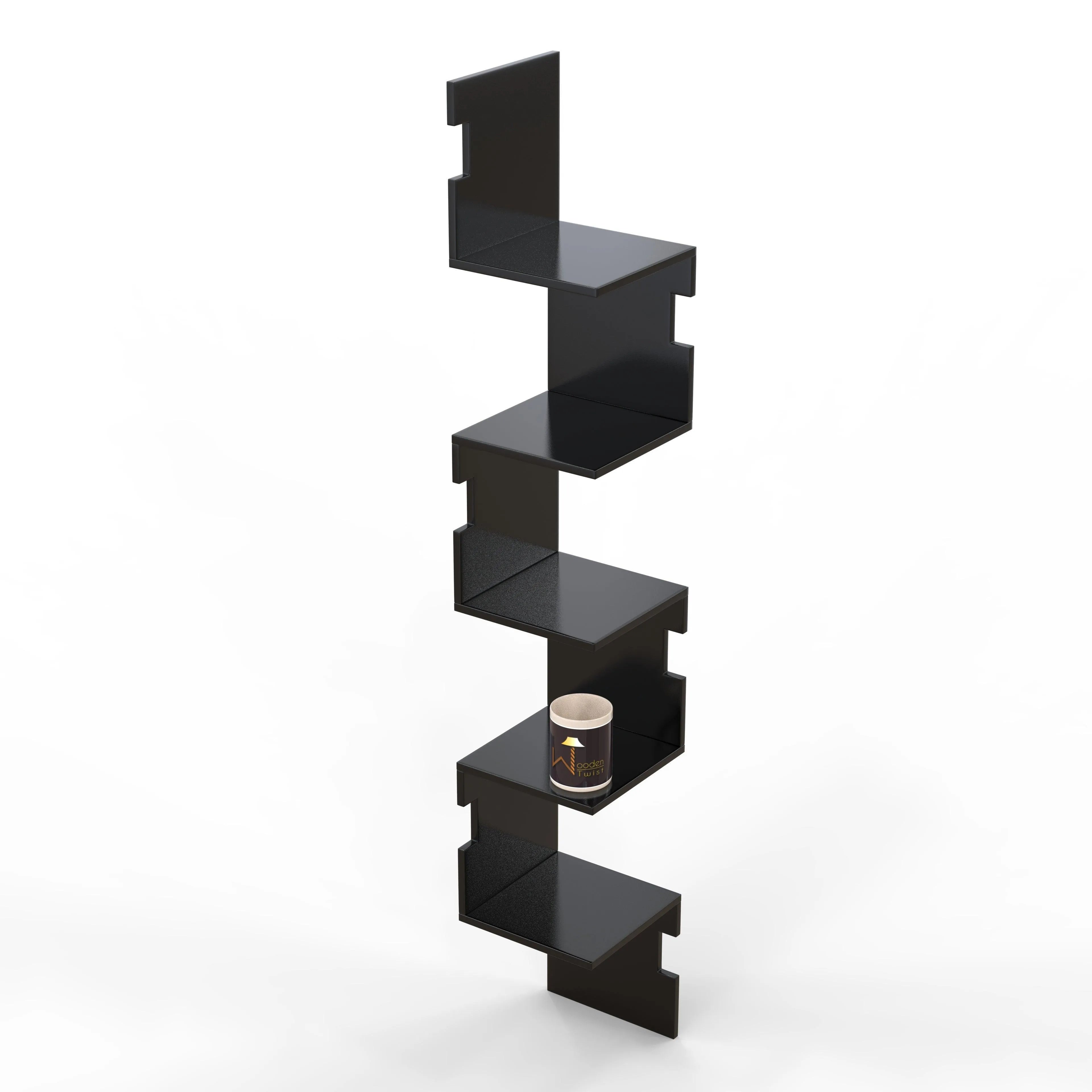 Zig Zag Alzak Floating Corner Shelves - Wooden Twist UAE