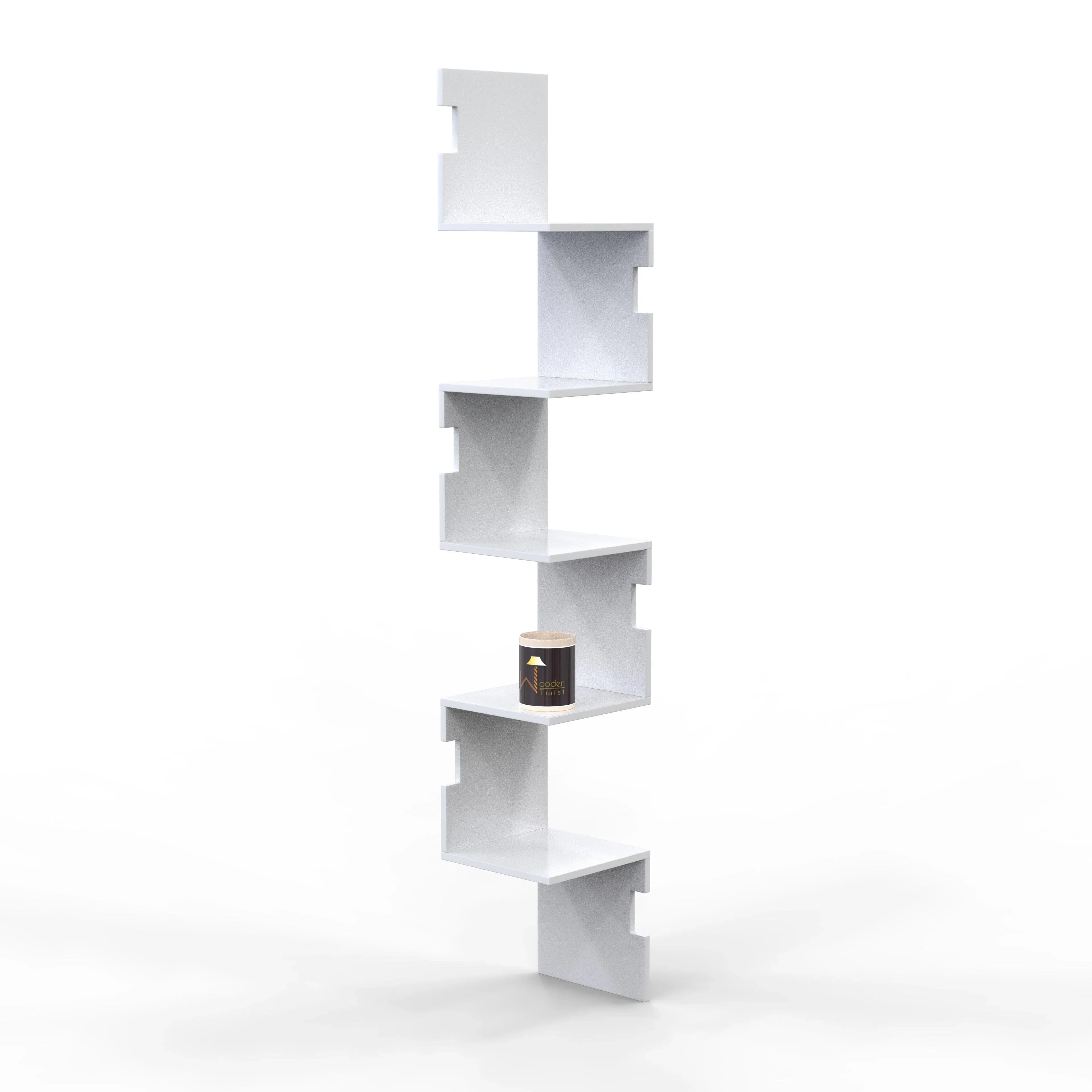 Zig Zag Alzak Floating Corner Shelves - Wooden Twist UAE