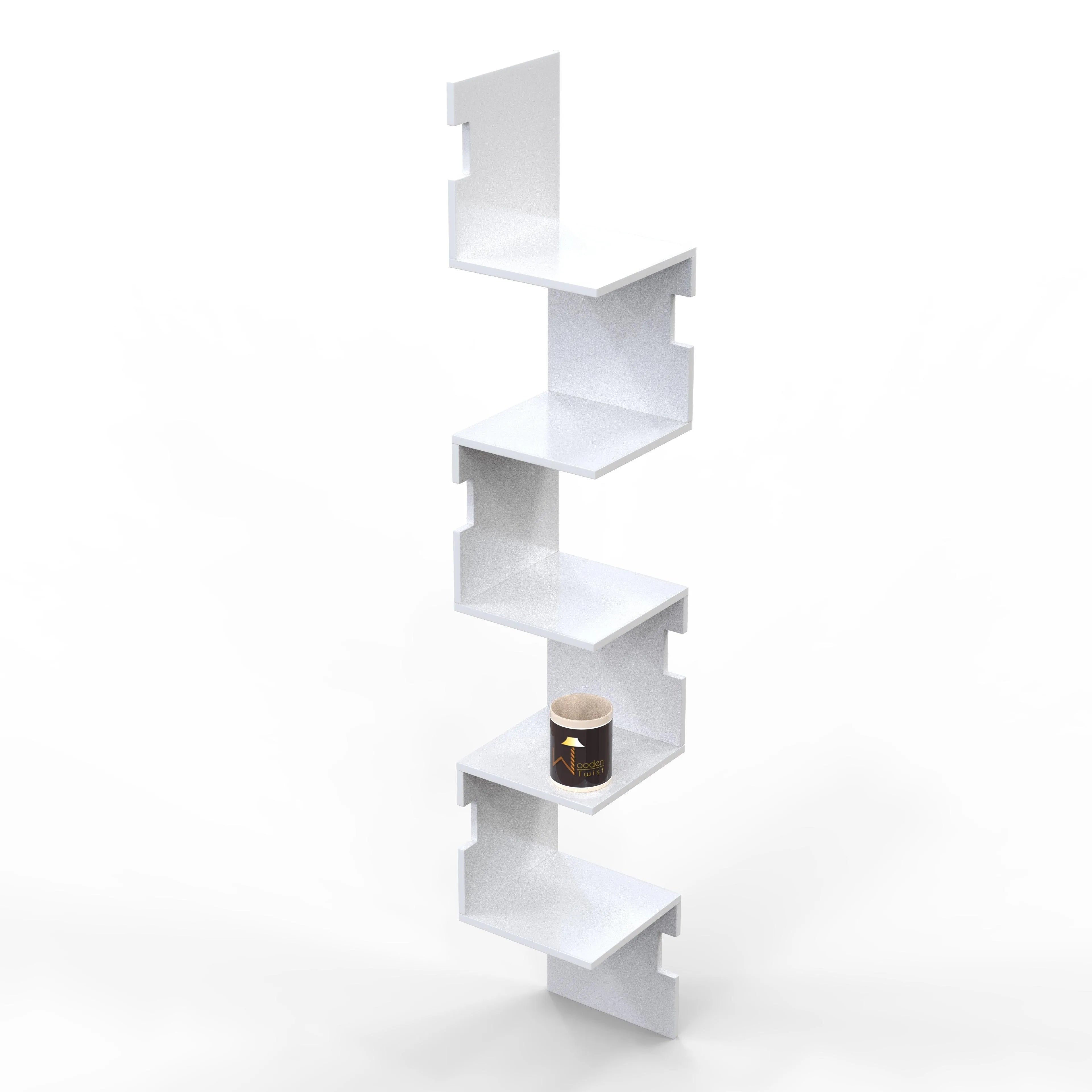 Zig Zag Alzak Floating Corner Shelves - Wooden Twist UAE