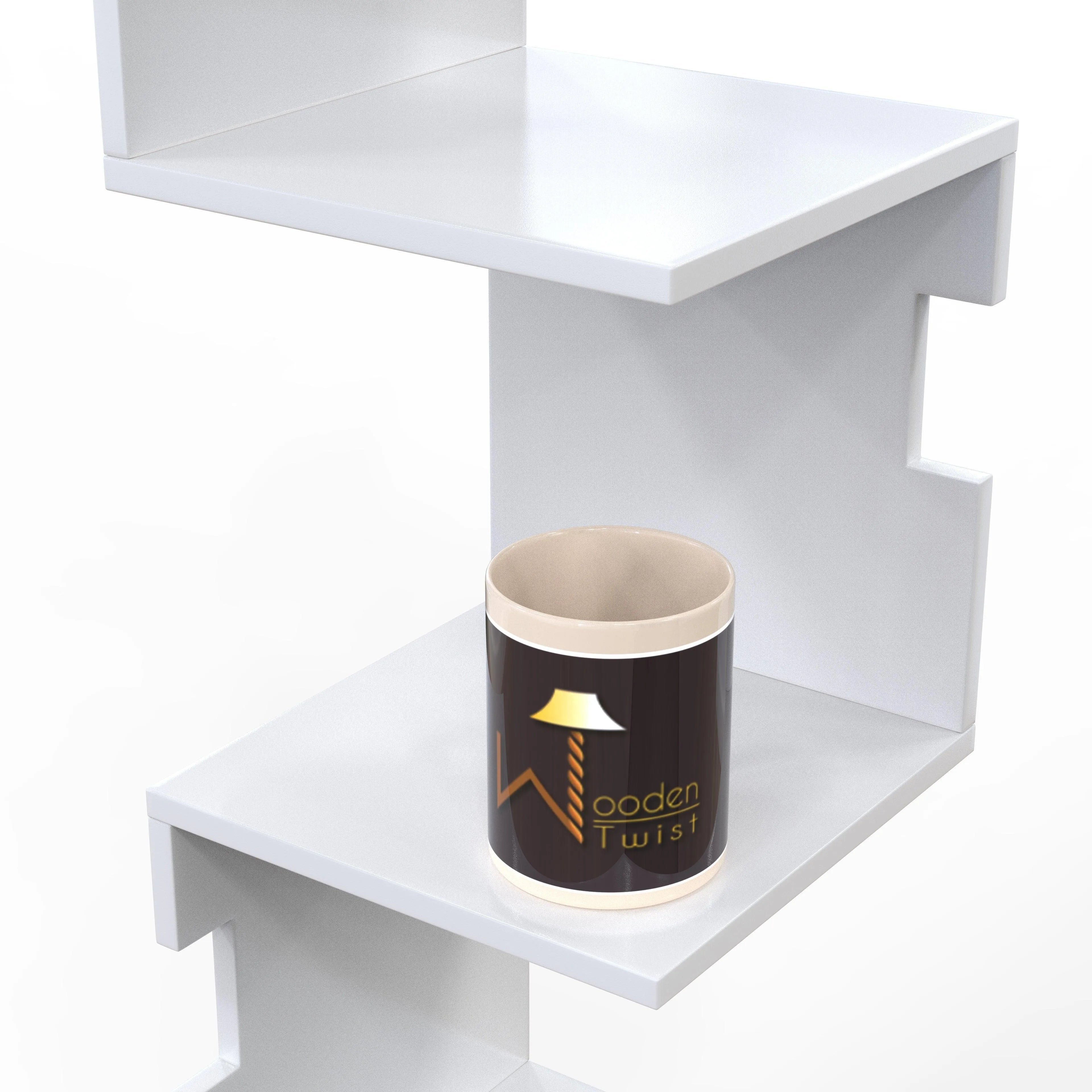 Zig Zag Alzak Floating Corner Shelves - Wooden Twist UAE