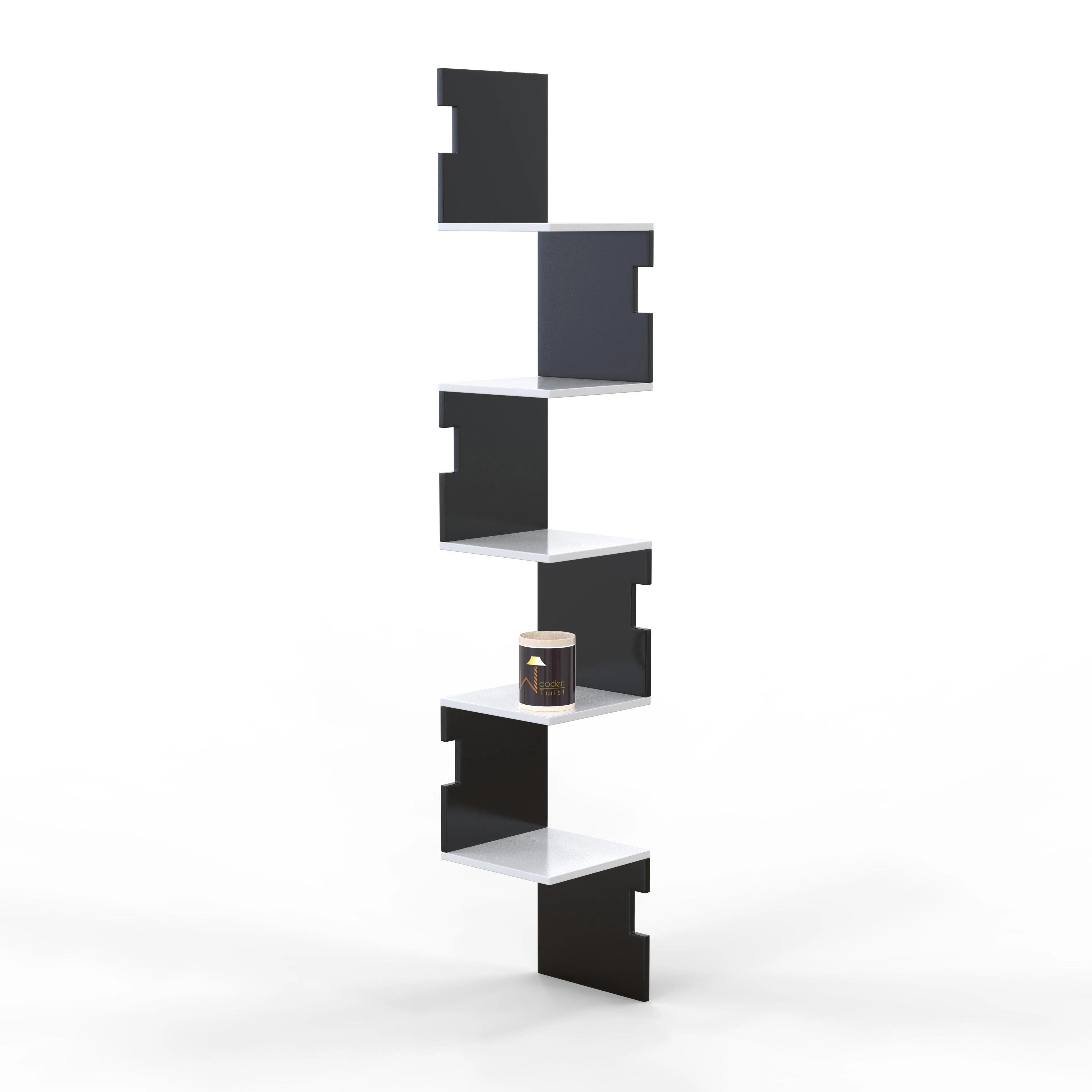 Zig Zag Alzak Floating Corner Shelves - Wooden Twist UAE