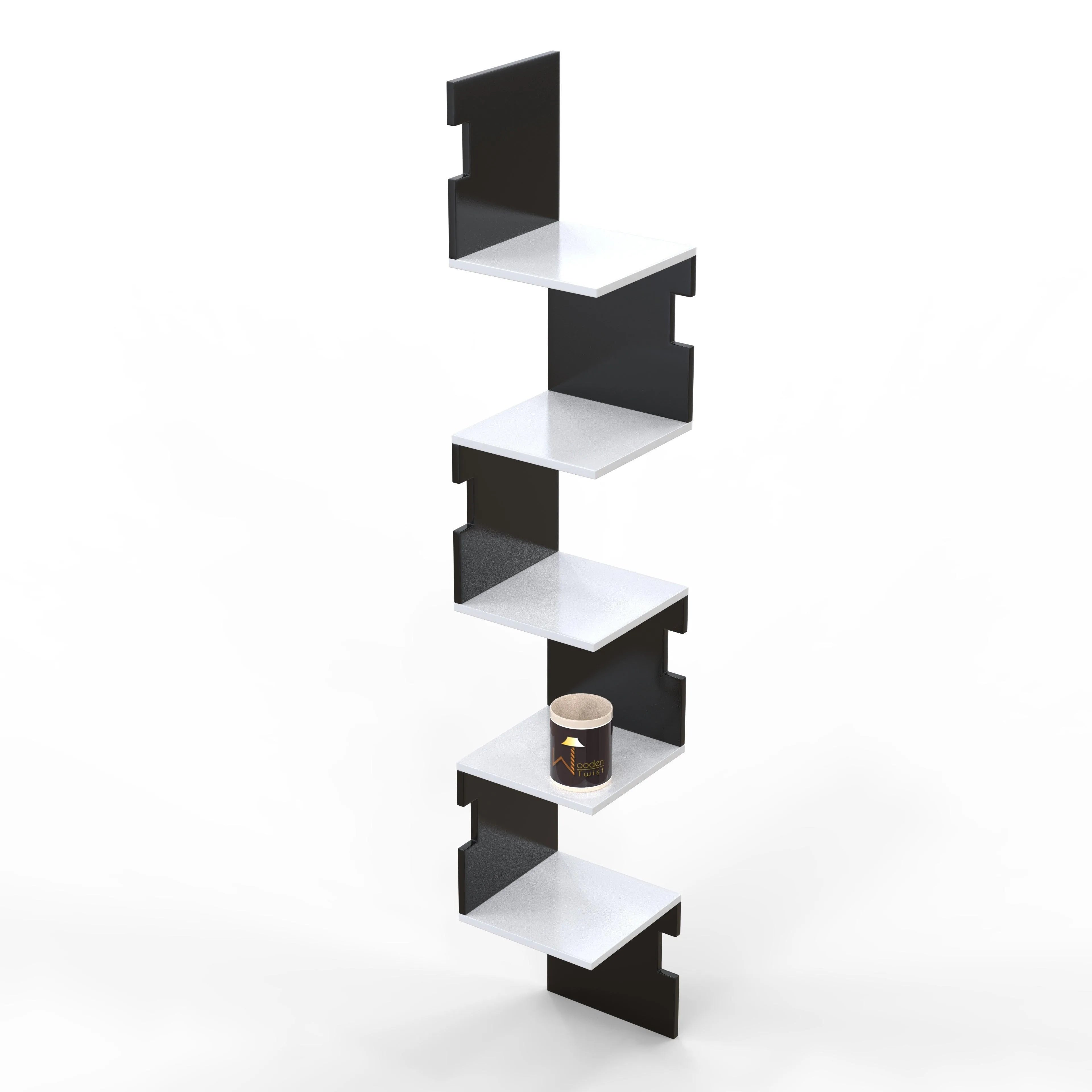 Zig Zag Alzak Floating Corner Shelves - Wooden Twist UAE