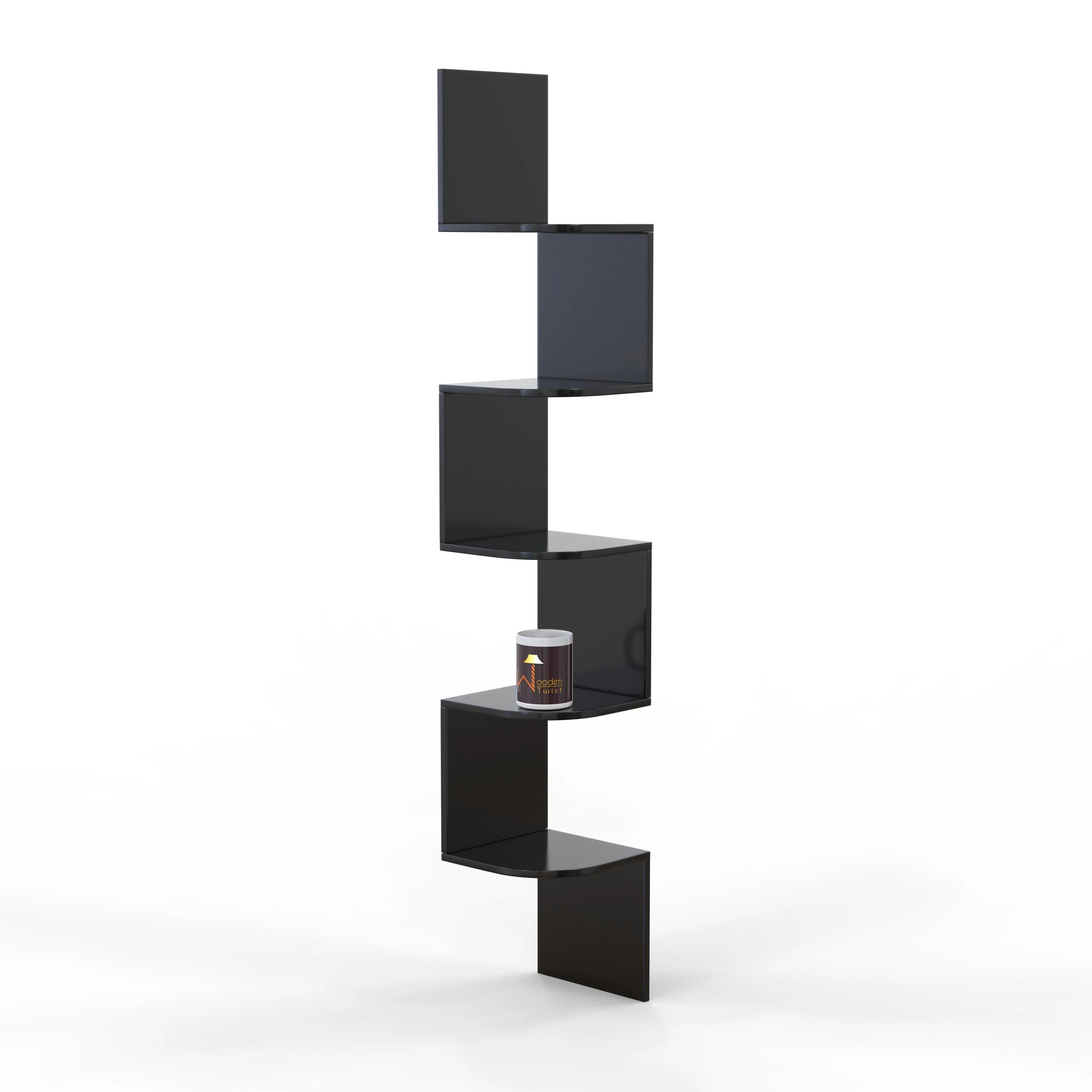 Wooden Fancy Zigzag Wall Mount Floating Corner Wall Shelf - Wooden Twist UAE