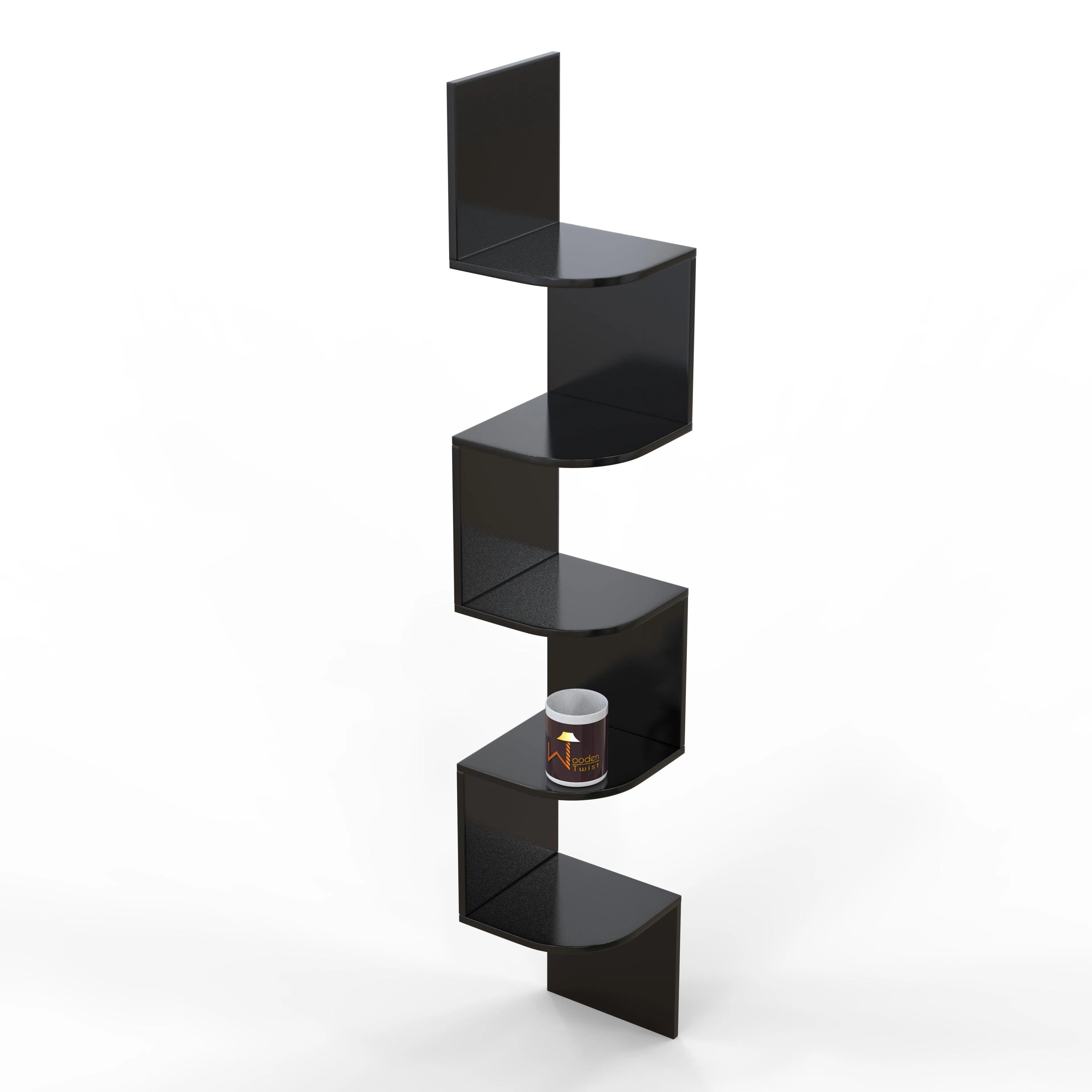 Wooden Fancy Zigzag Wall Mount Floating Corner Wall Shelf - Wooden Twist UAE