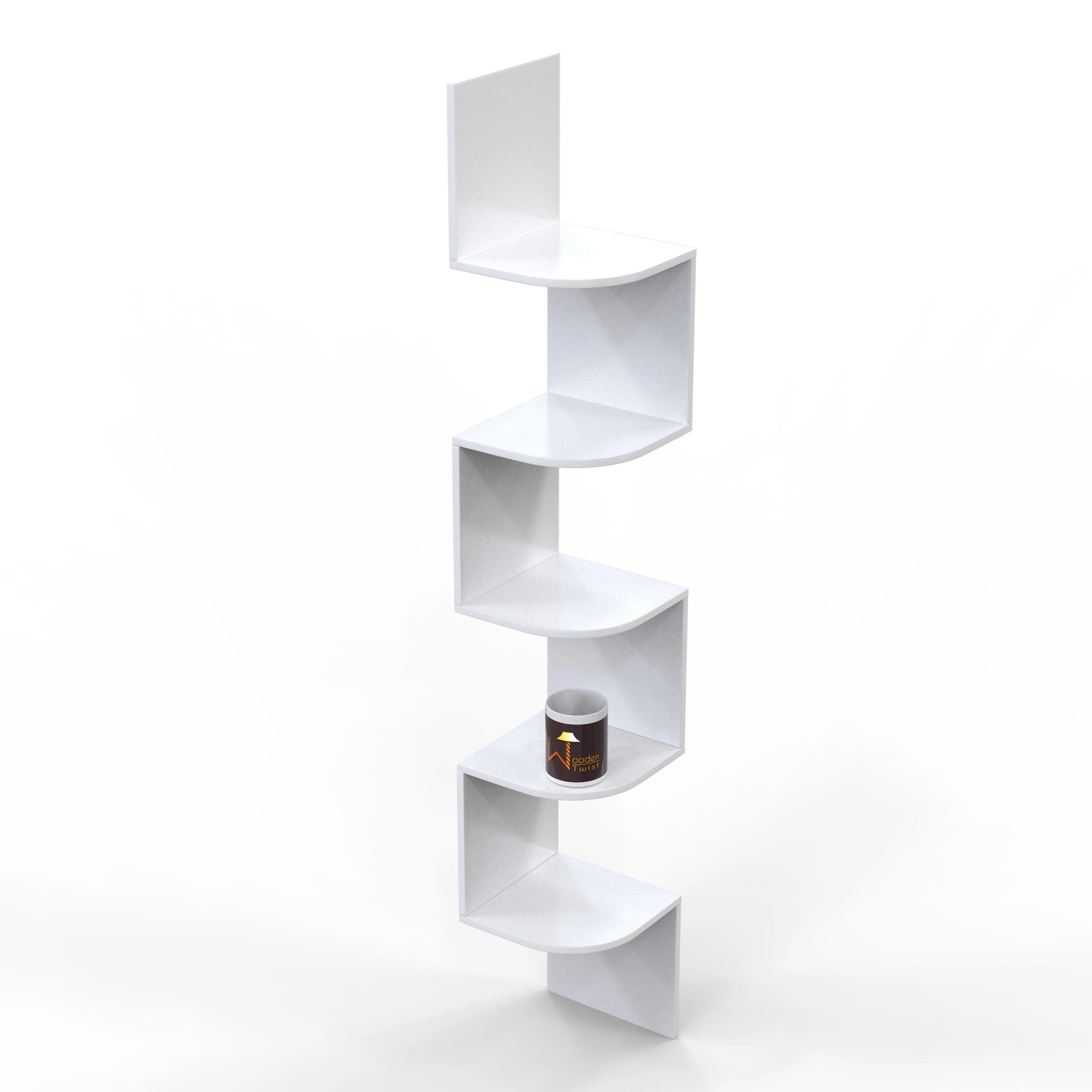 Wooden Fancy Zigzag Wall Mount Floating Corner Wall Shelf - Wooden Twist UAE