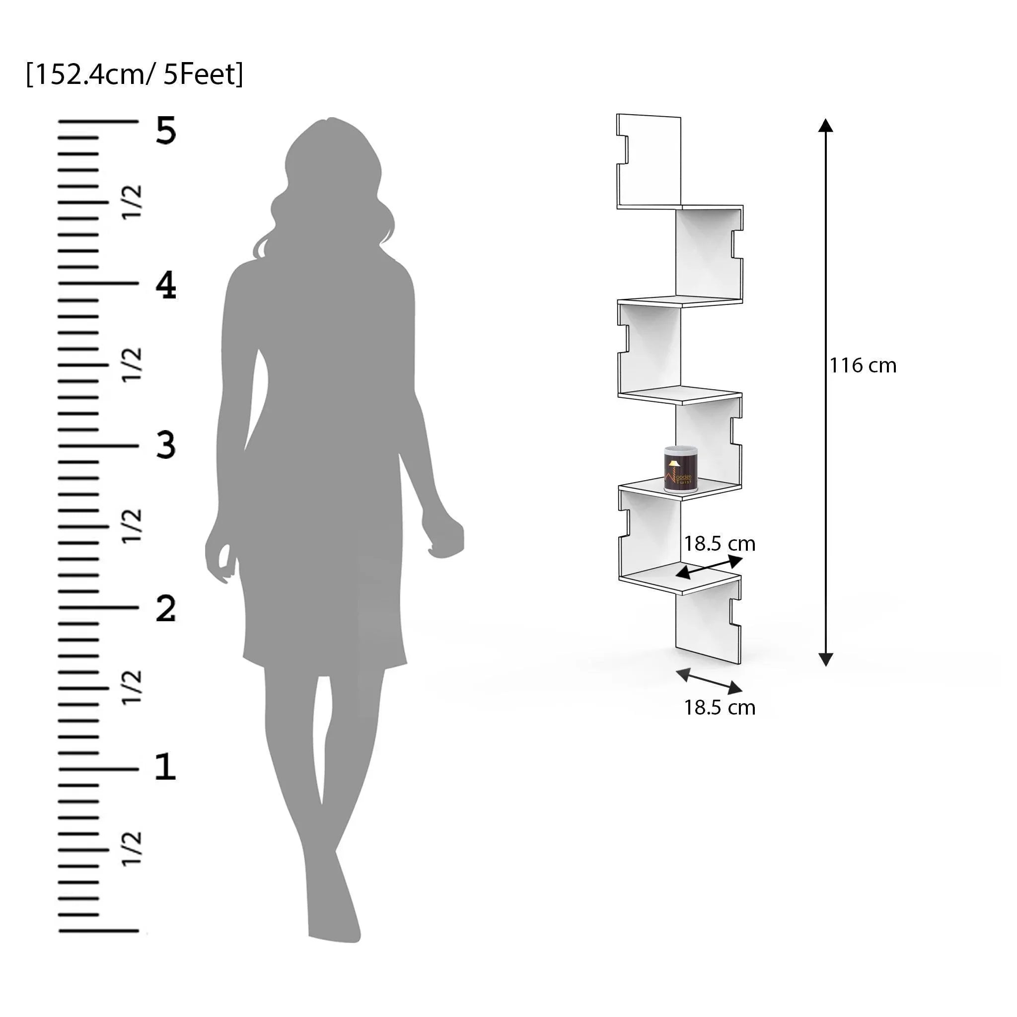 Zig Zag Alzak Floating Corner Shelves - Wooden Twist UAE