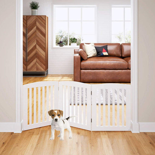 Wooden Foldable Pet Dog Safety Gate -3 Panels 20"Wx24"H- Hand Carved Solid Wood And MDF - Free Standing Portable Indoor Doorway Hall Stairs Dog Puppy Fence - Fully Assembled - Wooden Twist UAE