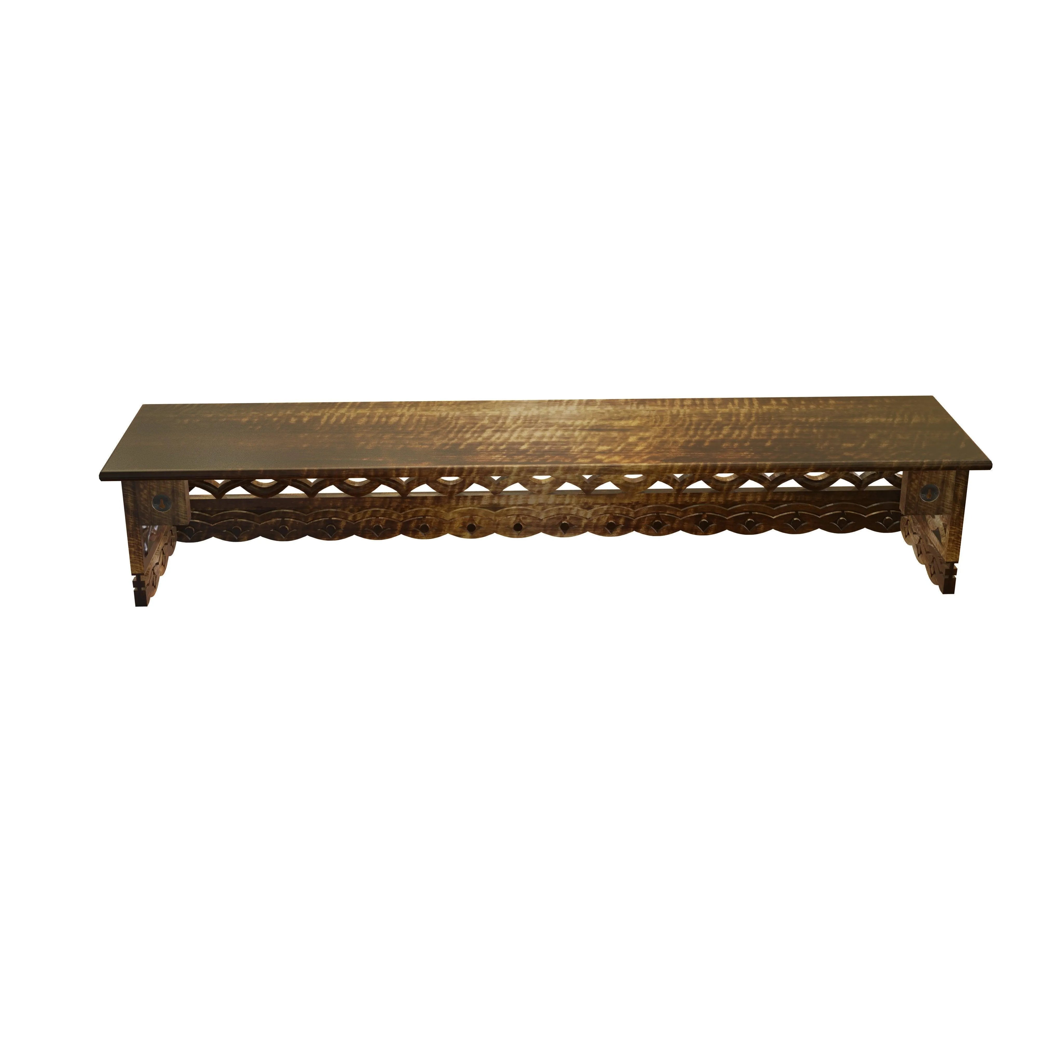 Wooden Fancy Hand Carved Wall Shelf with Jali Work - Decorative Indian Wall Art - Wooden Twist UAE