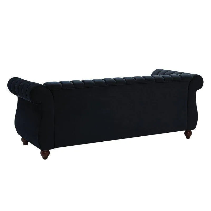 Designer Velvet Rolled Arm Chesterfield Sofa (3 Seater) - WoodenTwist