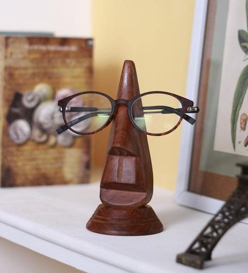 Wooden Twist Nose Shaped Spectacle Holder Specs Stand For Office Desktop - Wooden Twist UAE