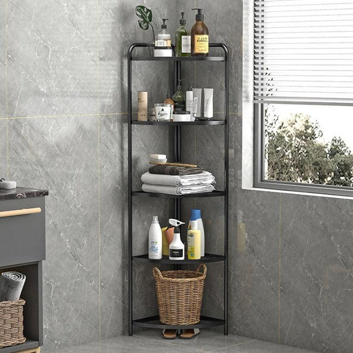 5-Layer Kitchen Folding Rack Toilet Bathroom Kitchen Multi-purpose Shelf (Black)