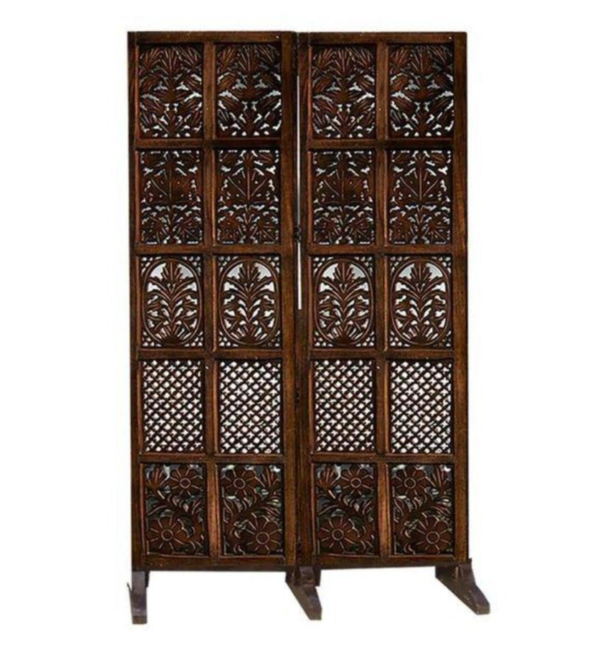 Wooden Twist 4 Panel Royal Solid Wood Room Divider Wood Separator Wooden Partition - Wooden Twist UAE