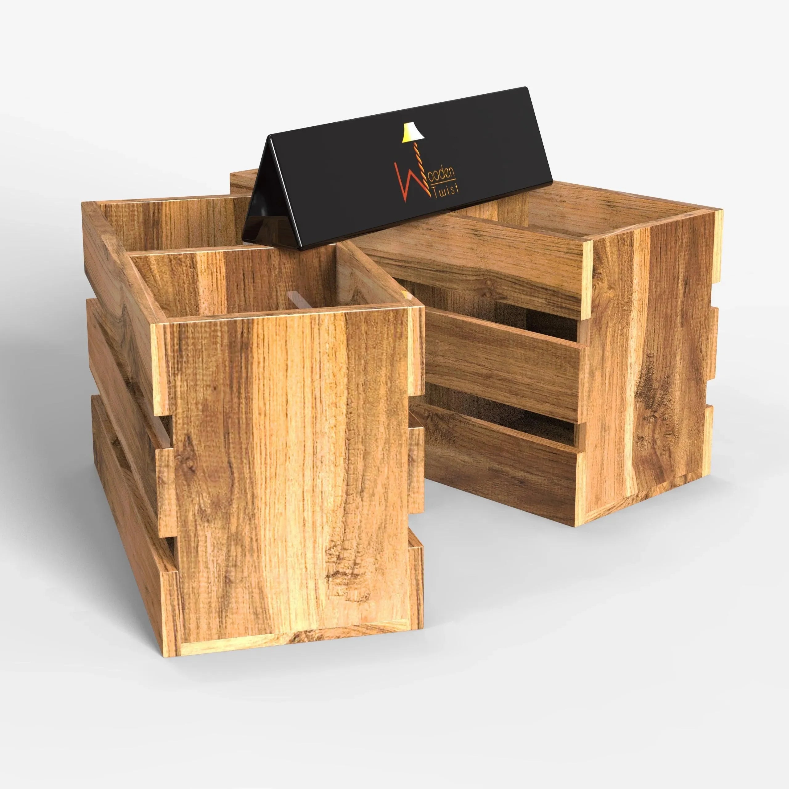 Handmade Wooden Besteck Cutlery Holder (Set of 2) - Wooden Twist UAE