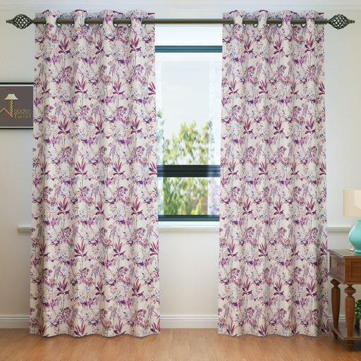 Wooden Twist Light Filtering 7 Ft Rectangular Holland Fabric Curtain ( Purple ) - Wooden Twist UAE