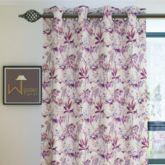 Wooden Twist Light Filtering 7 Ft Rectangular Holland Fabric Curtain ( Purple ) - Wooden Twist UAE